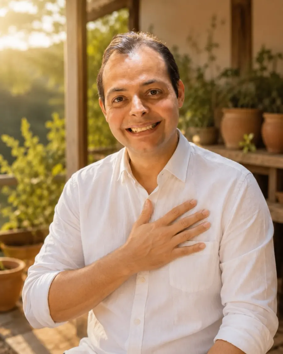 Frederico Camini na varanda, em retrato de despedida